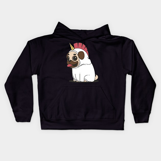 Unicorn Pug Kids Hoodie by BellaTilly